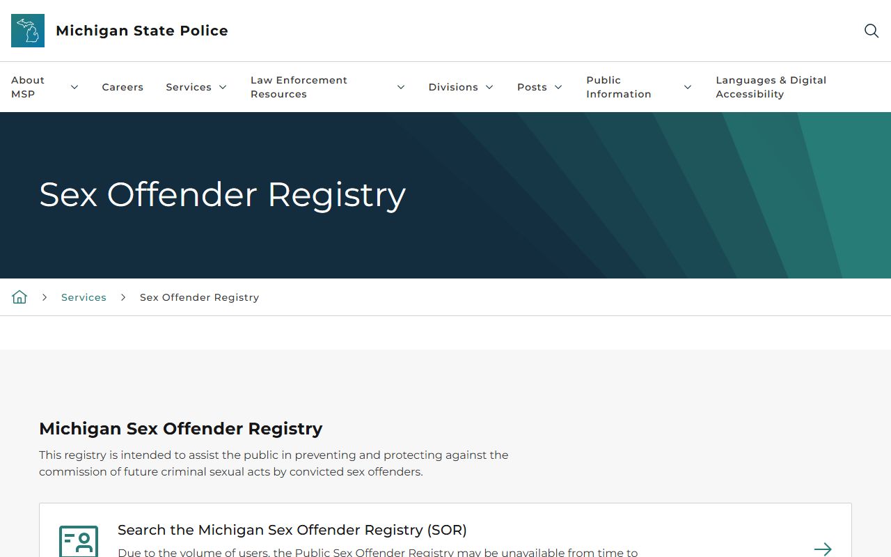 Iron County arrest records and the Michigan Sex Offender Registry lookup