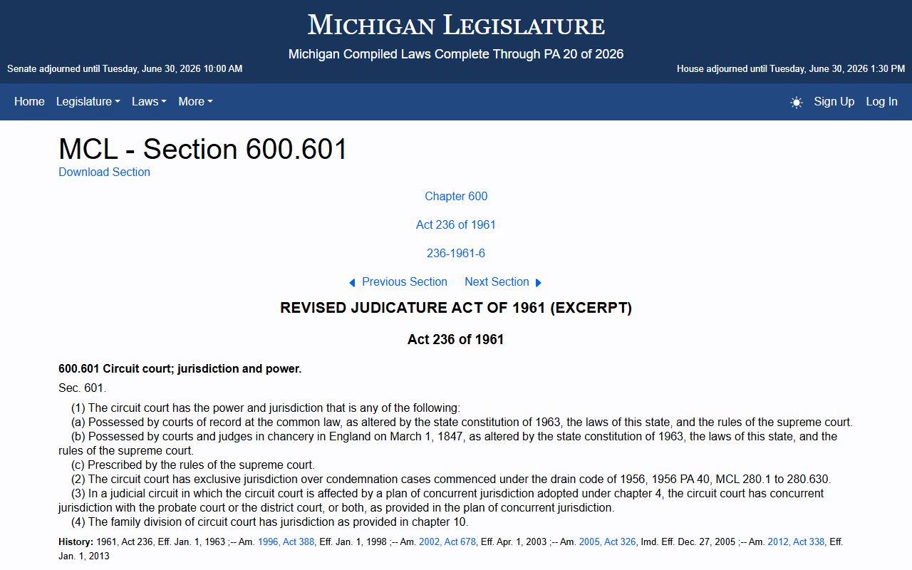Iron County court dockets circuit court jurisdiction statute