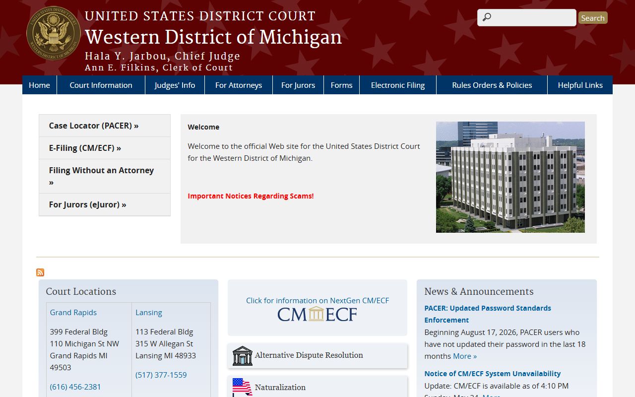 Iron County court records connect to the Western District of Michigan federal court