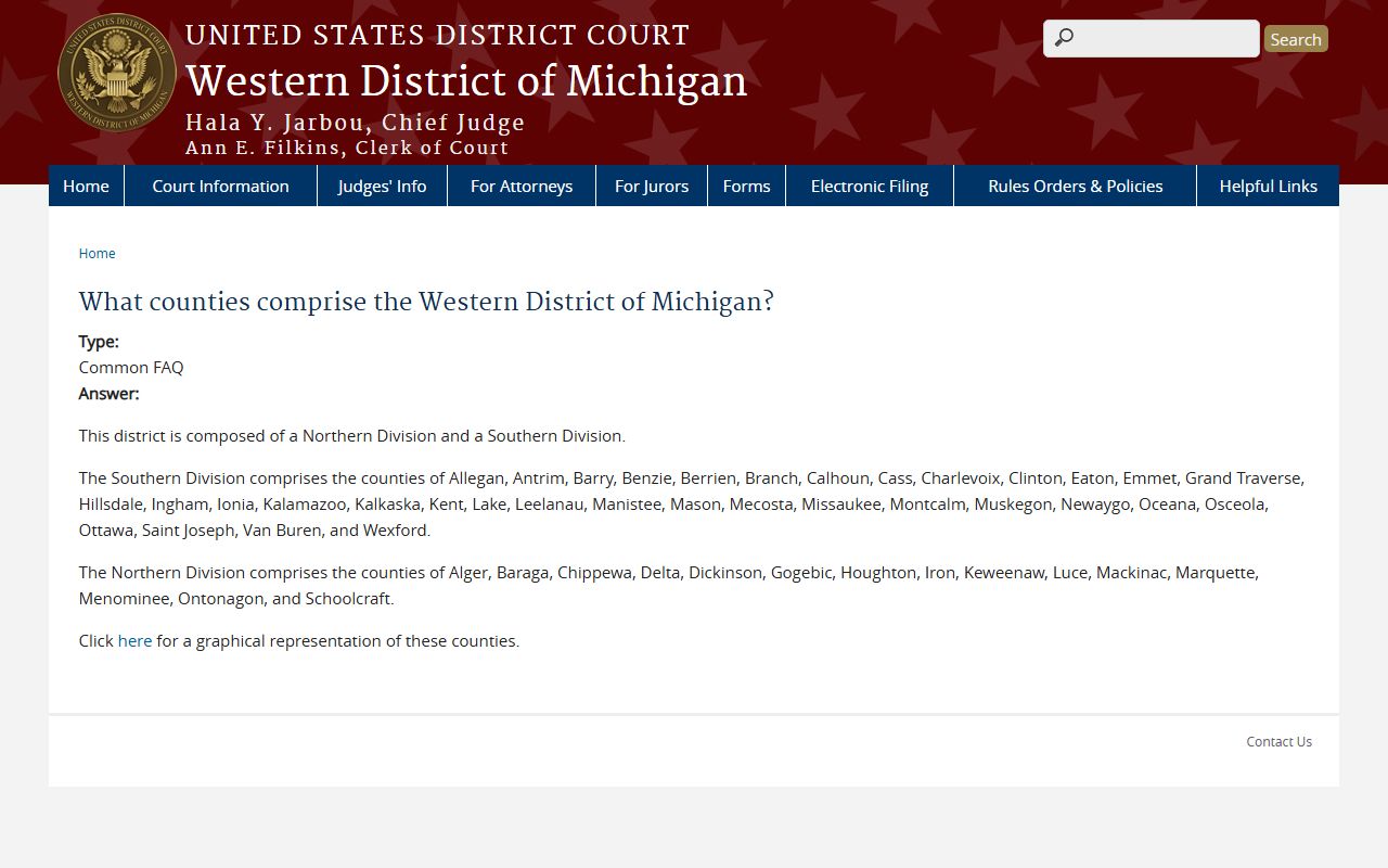 Iron County court records and the Western District of Michigan county list