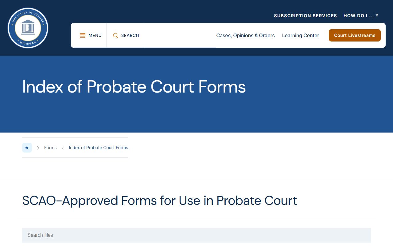 Iron County probate records and the Michigan probate court forms index