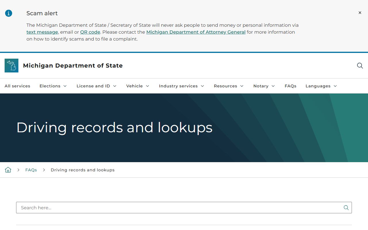 Iron County traffic driver and vehicle records FAQ from the Michigan Secretary of State